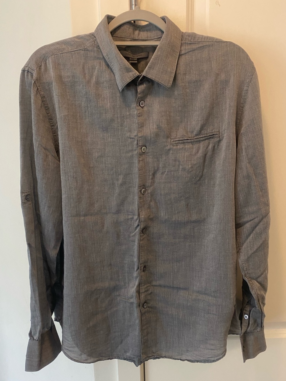 John Varvatos Men's Gray Button-Down Long Sleeve Shirt